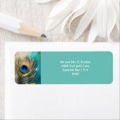 Étiquette Mariage Peacock plumes adresse de retour invités (En situation)