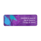 Étiquette Mariage Peacock Turquoise bleu Adresse de retour (Devant)