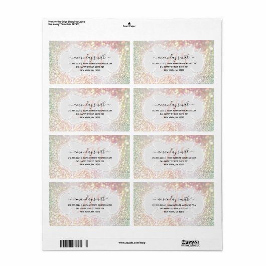 Étiquette Mariage personnalisé Parties scintillant nuptiale (Feuille entière)