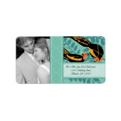 Étiquette Mariage Photo Art Déco Oiseau RSVP ou Merci (Devant)