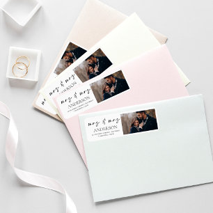 Étiquette Mariage photo minimaliste moderne Adresse de retou