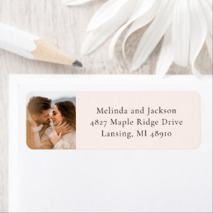 Étiquette Mariage Photo Neutre Moderne Terreux