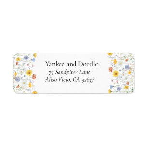 Étiquette Mariage printanier aux fleurs sauvages modernes