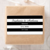 Étiquette Mariage rayé noir et blanc (En situation)