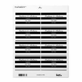 Étiquette Mariage rayé noir et blanc (Feuille entière)