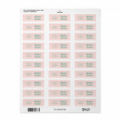 Étiquette Mariage Rétro rose et vert écriture manu (Feuille entière)