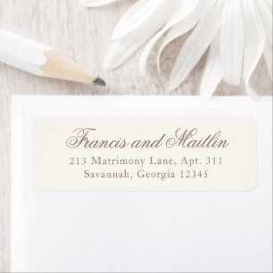 Étiquette Mariage Romantique Brun Élégant