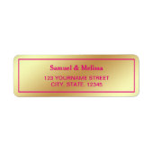 Étiquette Mariage rose chaud Faux Gold Foil (Devant)
