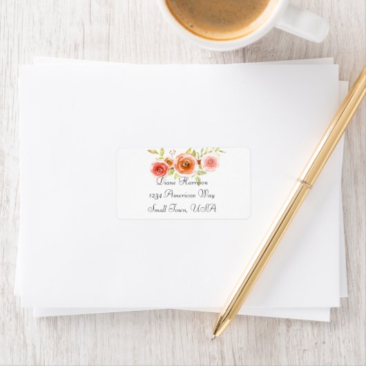 Étiquette Mariage rose d'aquarelle (En situation)