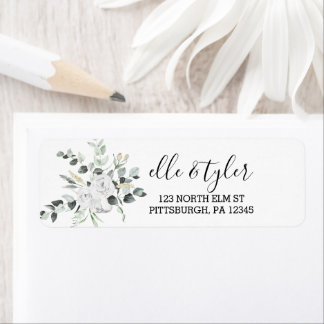 Étiquette Mariage Rose de Bohême blanc Adresse de retour