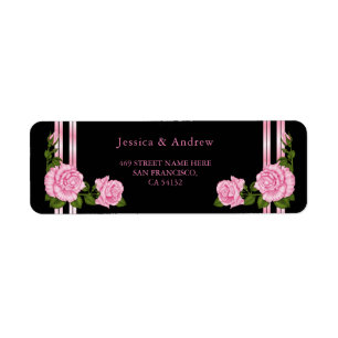 Étiquette Mariage rose de bouquet de coin chic élégant