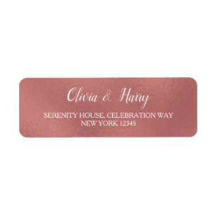 Étiquette Mariage rose Gold Faux Foil Retourner l'adresse Ét