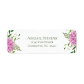 Étiquette Mariage rose Hydrangea Adresse de retour (Devant)