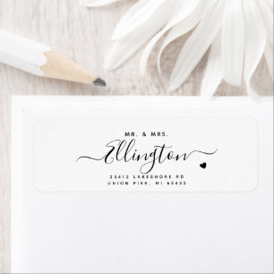 Étiquette Mariage Rose Pâle Écriture Romantique Minimaliste