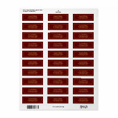 Étiquette Mariage Rouge et Or (Feuille entière)