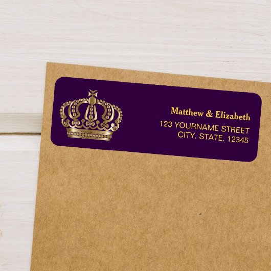 Étiquette Mariage royal de la Couronne d'or violet