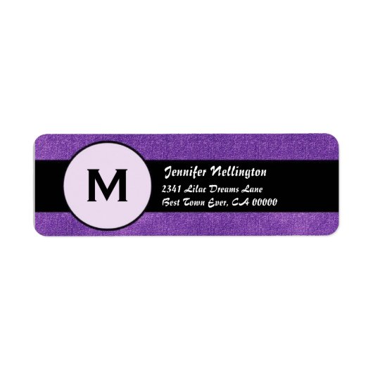 Étiquette Mariage Royal violet noir Monogramme M300 (Devant)