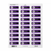 Étiquette Mariage Royal violet noir Monogramme M300 (Feuille entière)