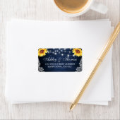 Étiquette Mariage Russe Bleu Lumières de bois Sunflower Adre (En situation)