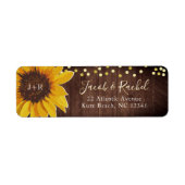 Étiquette Mariage Rustic Sunflowers Gold Dots Adresse de ret (Devant)