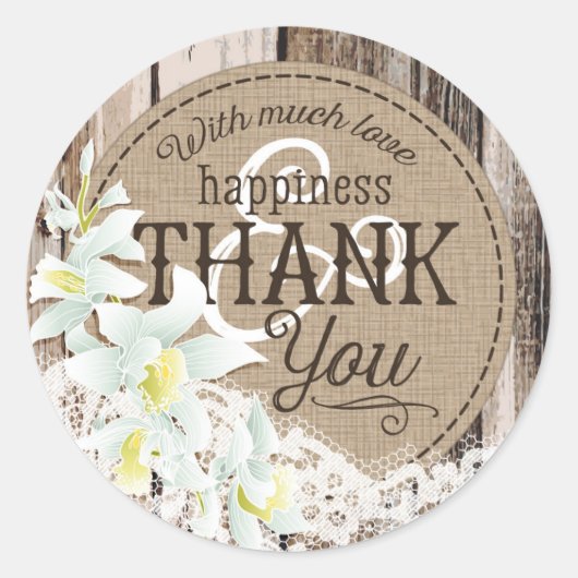 Étiquette Mariage rustique à dentelle blanche orch (Devant)