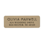 Étiquette Mariage rustique chic kraft noir art déco (Devant)