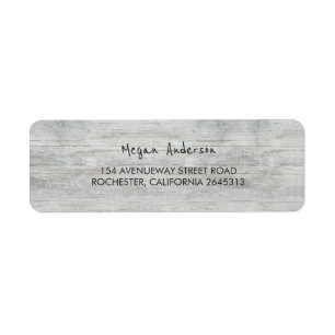 Étiquette mariage rustique en bois blanc affligé