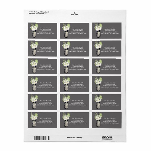 Étiquette Mariage rustique Hanging Mason Jar (Feuille entière)