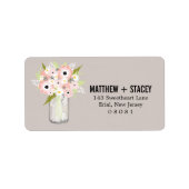 Étiquette Mariage rustique Mason Jar et Floral (Devant)