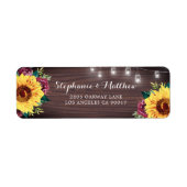 Étiquette Mariage rustique Sunflower Mason Jar Lumières (Devant)