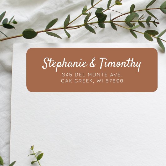 Étiquette Mariage simple Burnt-Orange Adresse de retour