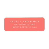 Étiquette Mariage Simple Corail Vibrant Moderne (Devant)