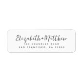 Étiquette Mariage Simple Moderne Chic Script Retourner Adres (Devant)