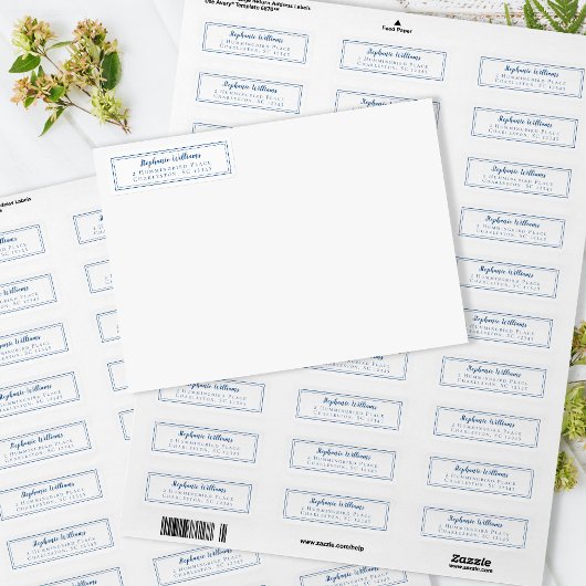 Étiquette Mariage simple RSVP Adresse de retour Bleu Blanc