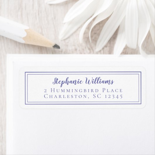 Étiquette Mariage simple RSVP Periwinkle Blue Chic (En situation)