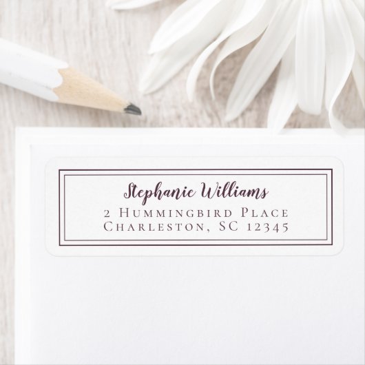 Étiquette Mariage simple RSVP violet blanc (En situation)