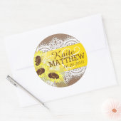 Étiquette Mariage Sunflower Lace Burlap (Enveloppe)