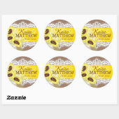 Étiquette Mariage Sunflower Lace Burlap (Feuille)