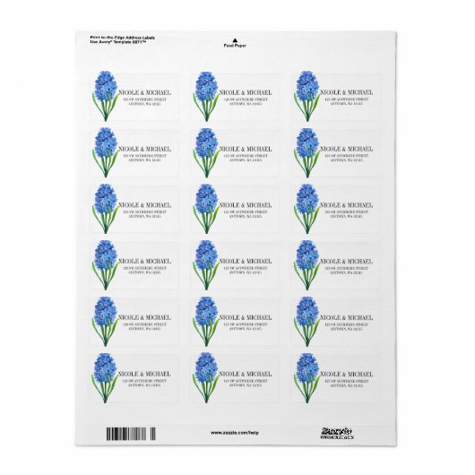 Étiquette Mariage tendance à fleurs bleu Hydrangea (Feuille entière)