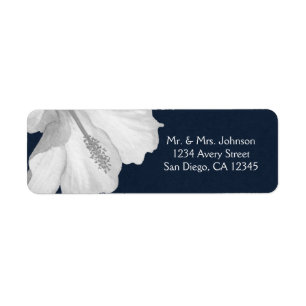 Étiquette Mariage tropical bleu de ketmie blanche Aloha