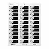 Étiquette Mariage Tropical Chic Noir à l'Hibiscus Blanc (Feuille entière)