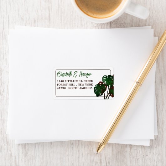 Étiquette Mariage tropical de la plage de Monstera (En situation)