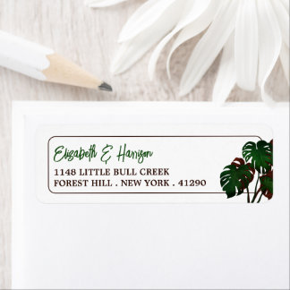 Étiquette Mariage tropical de la plage de Monstera