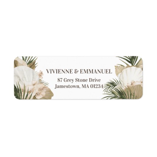 Étiquette Mariage tropical Palm Boho Adresse de retour Label (Devant)