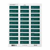 Étiquette Mariage Turquoise foncé Monogram Crest Adresse de  (Feuille entière)