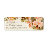 Étiquette Mariage Vintage, Fleurs Rose Antique Floral (Devant)