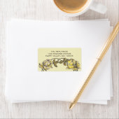 Étiquette Mariage vintage, Jaune Antique Jardin Rose Wreath (En situation)