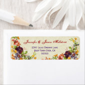 Étiquette Mariage vintage Pansies (En situation)