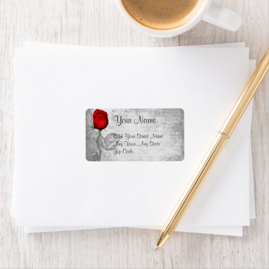 Étiquette Mariage vintage Red Rose (En situation)