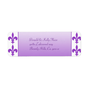 Étiquette Mariage violet et blanc Fleur De Lis